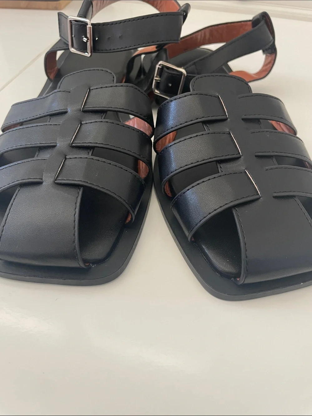 Women’s Black Fisherman Sandals with Adjustable Ankle Strap